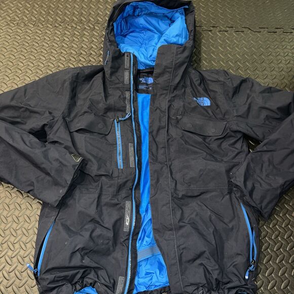The North Face Men's Hooded Jacket Size Medium Men Navy & Blue Bubble Lined Rain